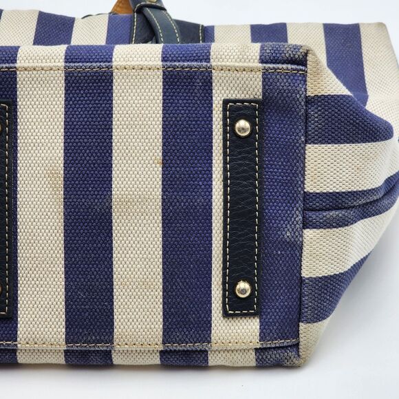 Dooney & Bourke Vintage Striped Canvas Tote Bag HTF - Picture 11 of 15